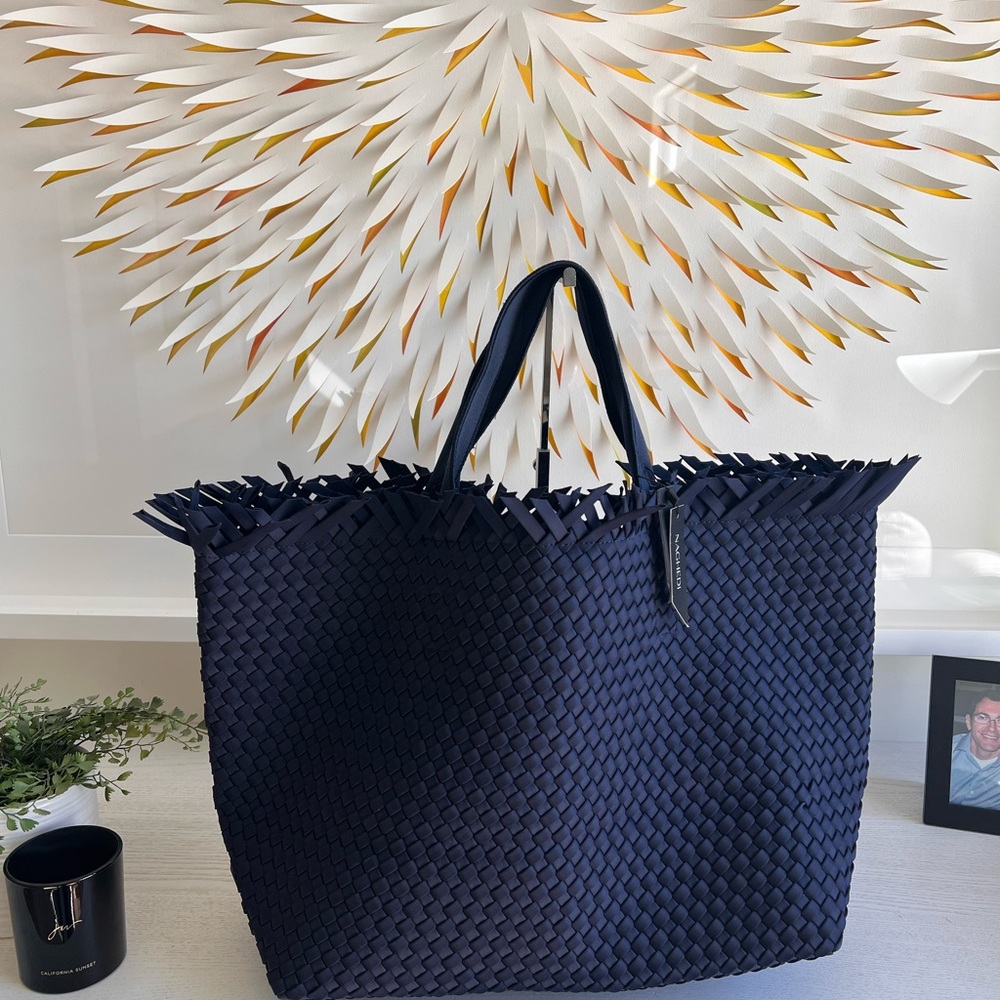 Naghedi Navy Woven Tote NWT - Picture 4 of 14